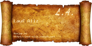Lauf Aliz névjegykártya
